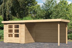 Woodfeeling | Tuinhuis Askola 3 met Overkapping 2,8 en Achterwand | Onbehandeld