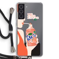 Peach please!: Samsung Galaxy S21 FE Transparant Hoesje met koord