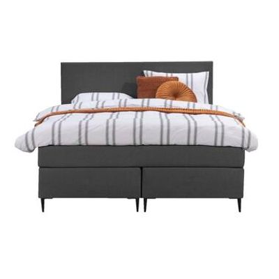 Boxspring Liv egaal - antraciet - 140x200 cm - slanke poot - Leen Bakker