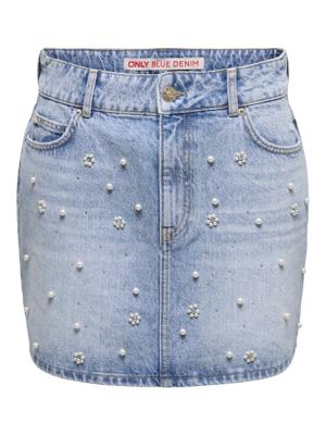 Only Onlonur Pearl Deco Skirt Dnm Red Dot Skort Light Medium Blue Denim