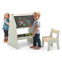 Kinderkunst Ezel met Krukje 2 in 1 Krukje en Dubbelzijdig Krijtbord Set met Papierrolhouder Opbergruimte Leerspeelgoed voor Jongens en Meisjes Kinderkunst Ezel met Krukje 2 in 1 Krukje en Dubbelzijdig Krijtbord Set met Papierrolhouder Opbergruimte Leerspeelgoed voor Jongens en Meisjes
