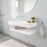 Mondiaz Alan badmeubel 100 cm solid suface planchet talc vrijhangend wastafel links zonder kraangat wit
