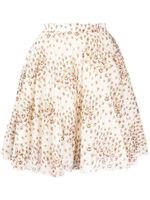 Giambattista Valli floral-print flared skirt - Tons neutres