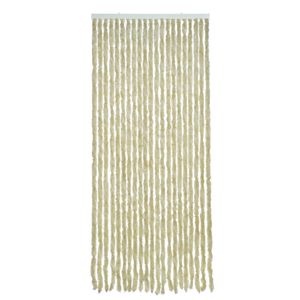 Beige polyester stroken vliegen/insecten gordijn 93 x 210 cm