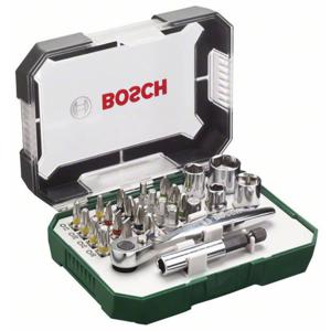 Bosch Accessories Promoline 2607017322 Bitset 26-delig Plat, Kruiskop Phillips, Kruiskop Pozidriv, Inbus, Binnen-zesrond (TX) Incl. ratel