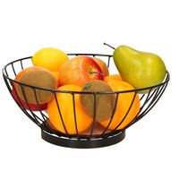 Metalen fruitmand/fruitschaal zwart rond 28 cm - thumbnail