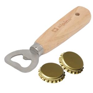 Flessenopener - hout/metaal - 14 cm - bierflesje opener