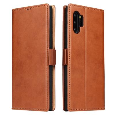 Voor Galaxy Note10 + dermis textuur PU + TPU horizontale Flip lederen draagtas met houder & kaartsleuven & portemonnee (bruin)