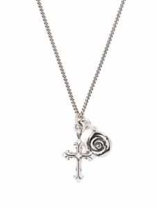 Emanuele Bicocchi collier à pendentif croix et rose - Argent