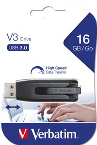 Verbatim V3 USB-stick 16 GB Zwart 49172 USB-A 3.2 Gen 1