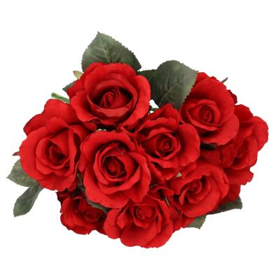 Topart Kunstbloem - 10x - roos Alice - de luxe - rood - 30 cm - kunststof steel - decoratie