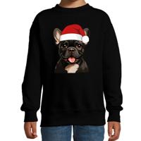Kersttrui / sweater honden - kinderen - Franse Bulldog - zwart - kerstmuts - Kerstmis