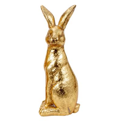 Decoratie beeld paashaas - zittend - goud - 39 cm - haas / konijn - paasdecoratie Decoratie beeld paashaas - zittend - goud - 39 cm - haas / konijn - paasdecoratie