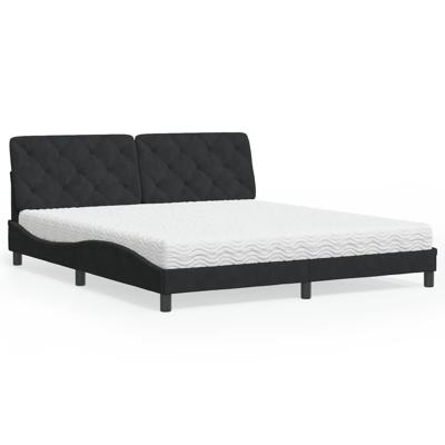 Bed met matras fluweel zwart 180x200 cm