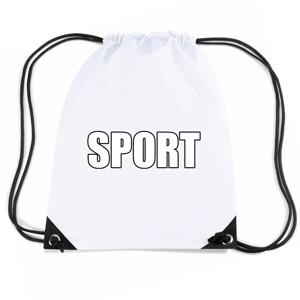 Nylon sport gymtasje / sporttasje / zwemtasje - wit - jongens en meisjes