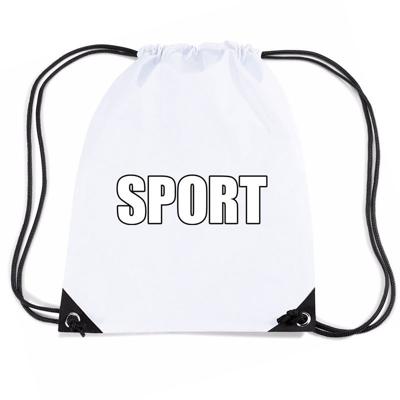 Nylon sport gymtasje / sporttasje / zwemtasje - wit - jongens en meisjes