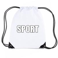 Nylon sport gymtasje / sporttasje / zwemtasje - wit - jongens en meisjes