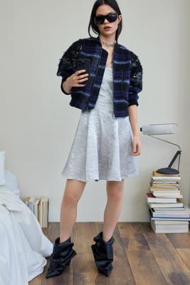 Geborduurde bomber met ruitjes - RED - L