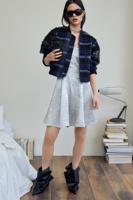 Geborduurde bomber met ruitjes - RED - L