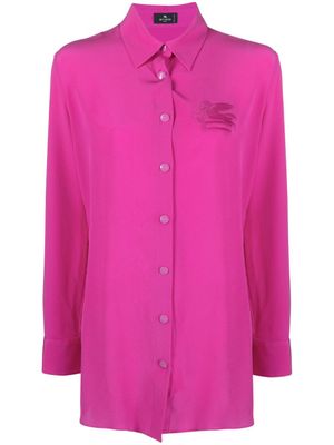 ETRO chemise en soie à appliqué Pegaso - Rose