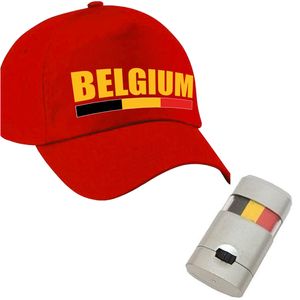 Supporters verkleed set Belgie pet rood met schminkstift