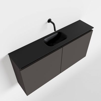 Toiletmeubel Mondiaz Ture | 100 cm | Meubelkleur Dark grey | Eden wastafel Urban Midden | Zonder kraangat
