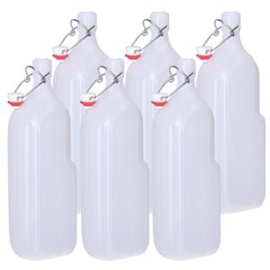 CM beugelfles/weckfles/waterfles container - 6x - wit - kunststof - 1,5 liter