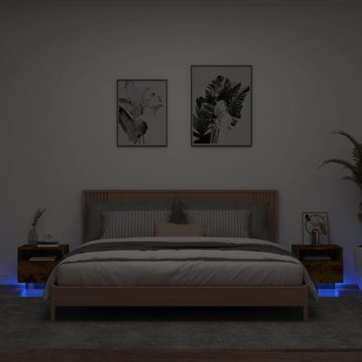 Nachtkastjes met LED-verlichting 2 st 40x39x37 cm gerookt eiken