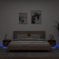 Nachtkastjes met LED-verlichting 2 st 40x39x37 cm gerookt eiken