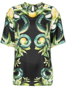 Roberto Cavalli blouse en soie à imprimé citron - Noir