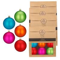 Kerstballen - 24x stuks - gekleurd - kunststof - D8 cm - kerstversiering