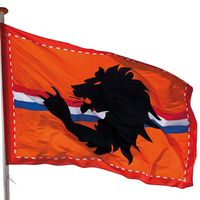 2x Mega oranje Holland stadion vlag met leeuw 300x200 cm - Oranje straatversiering - thumbnail