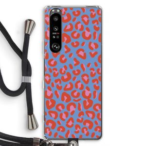 Leopard blue: Sony Xperia 1 III Transparant Hoesje met koord