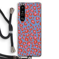 Leopard blue: Sony Xperia 1 III Transparant Hoesje met koord