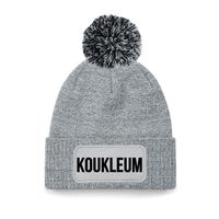 Koukleum muts met pompon unisex one size - grijs