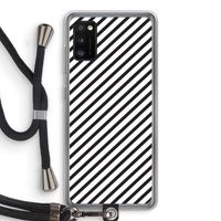 Strepen zwart-wit: Samsung Galaxy A41 Transparant Hoesje met koord