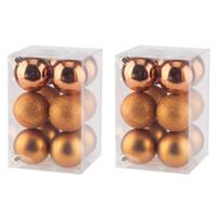 Cosy & Trendy Kerstballen - 48x - oranje - 6 cm - kunststof - mat - glans - glitter - onbreekbaar