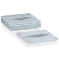 Glazenonderzetters - 4x stuks - met bladeren print - 10 x 10 cm - voor glazen - tafeldecoratie