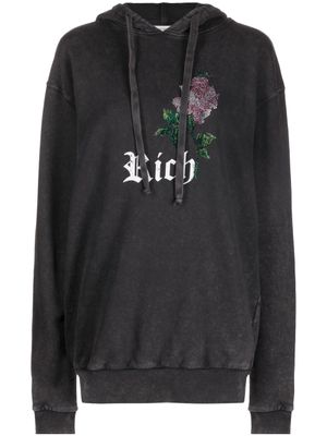 Alessandra Rich hoodie à ornements strassés - Gris
