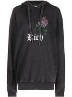 Alessandra Rich hoodie à ornements strassés - Gris