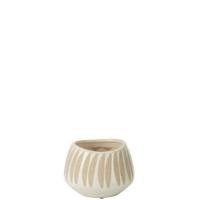 J-Line Bloempot Kai Aardewerk Beige|Wit Smal