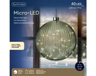 Lumineo microled bal 20cm groen/warm wit