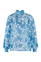 Izzie LS crepe blouse - off white/cobalt - 07174