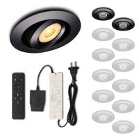 Set LED-inbouwspot met afstandsbediening Piccolo zwart 3W dimbaar 1-12 stuks