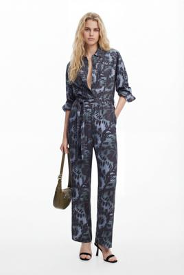 Bedrukte, vloeiende jumpsuit - BLACK - XL