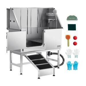 VEVOR Hondentrimbak met oprit, waterfilterplaat, linkerdeur, 1270 x 580 x 1495 mm