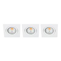 Set 3x Bella Ondiepe LED spot kantelbaar 5Watt vierkant WIT dimbaar