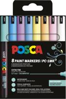 Uni POSCA paintmarker PC-1MR, 0,7 mm, etui van 8 stuks in geassorteerde zachte kleuren