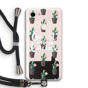 Cactus quote: Pixel 3 XL Transparant Hoesje met koord