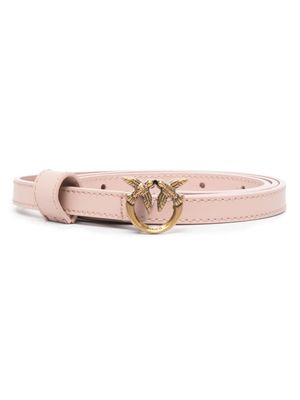 PINKO ceinture en cuir grainé à motif Love Birds - Rose